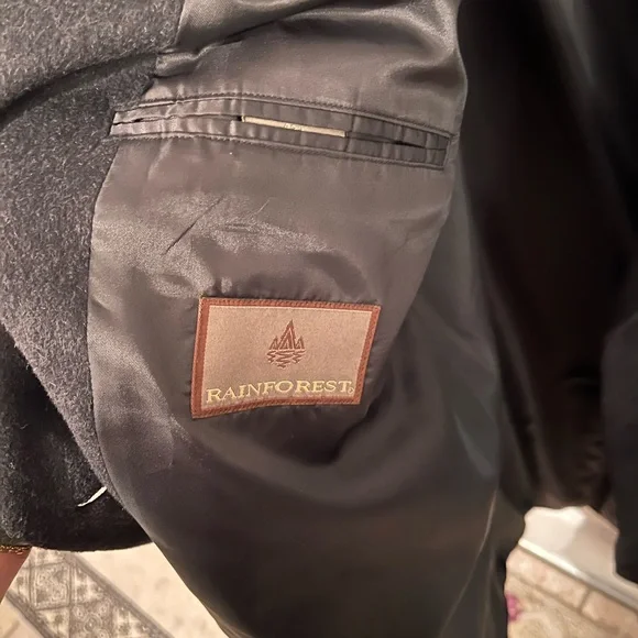 Rainforest Black Double-Breasted Men's Coat 100% Wool - Picture 6 of 7